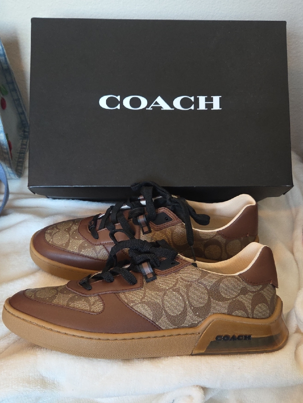 New* MENS Coach Brown Signature Logo Low-Top Sneakers
